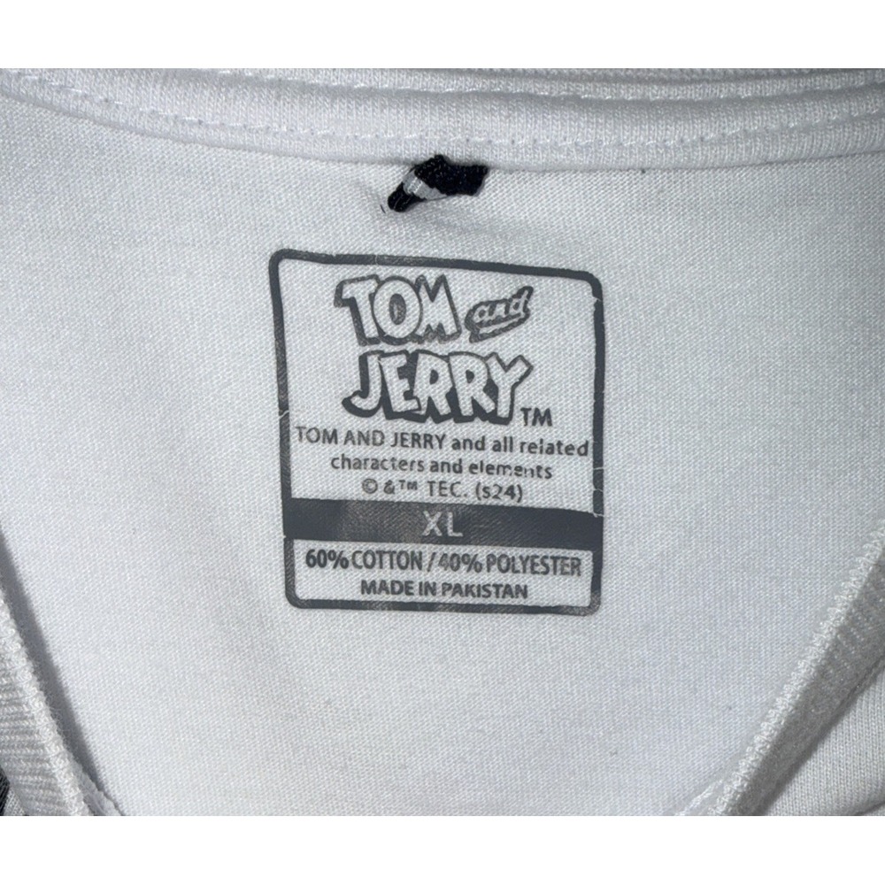 Tom and‎ Jerry White Cotton T-shirt Mens Xl Short Sleeve - Picture 3 of 6